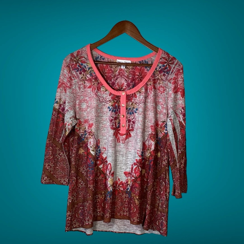 Rebecca Malone Hi-Low Pull-Over Blouse Size Large  NWT